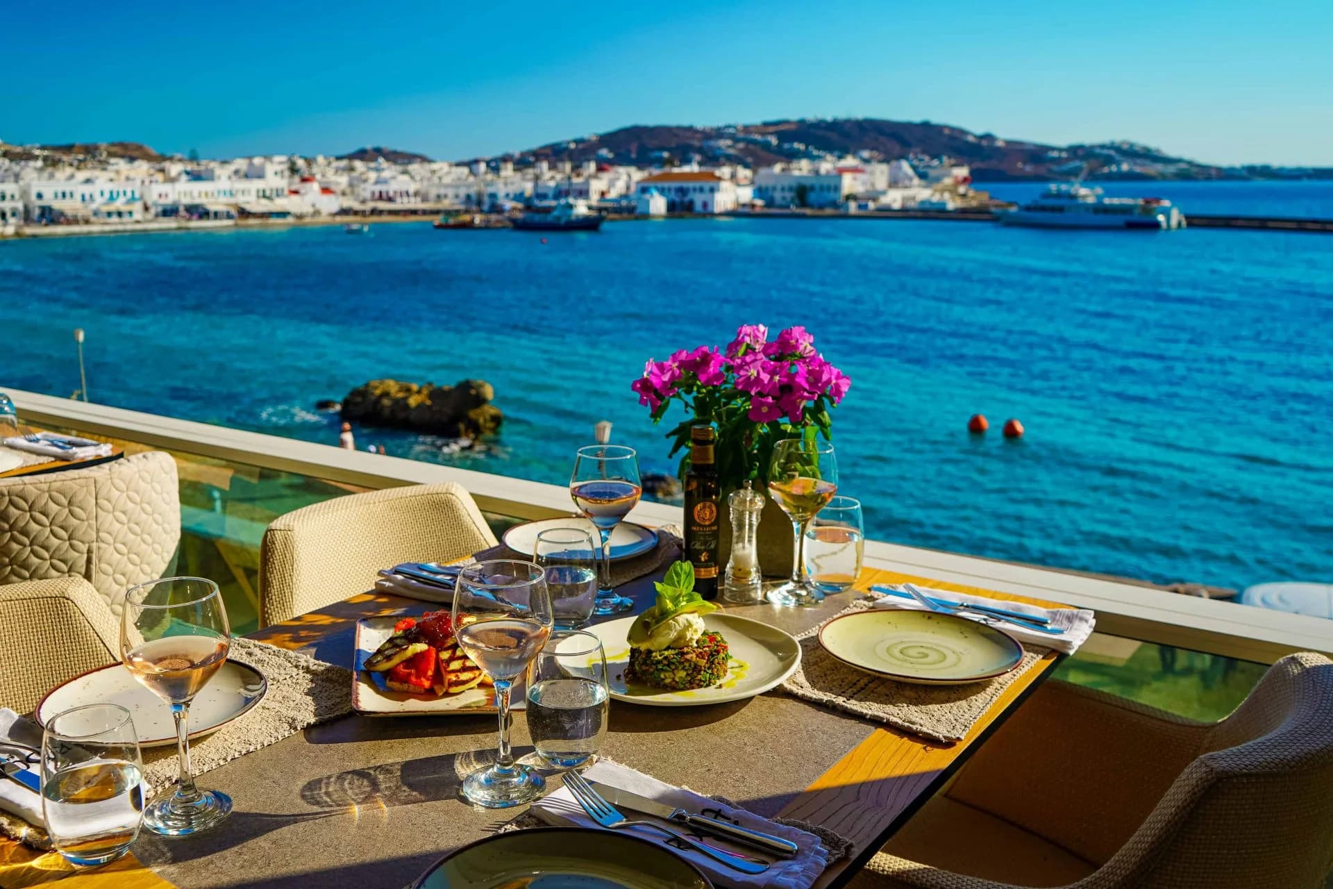 Sunset view at Roca Mykonos